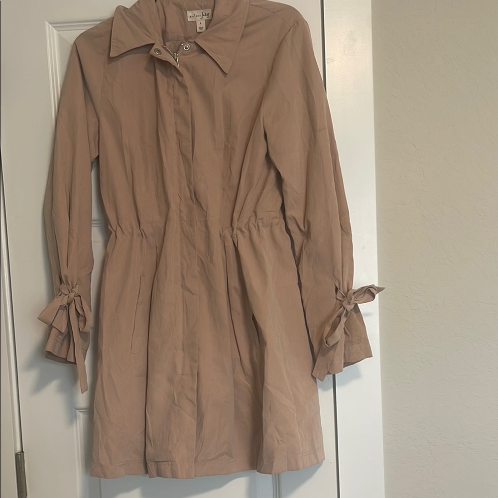 Blush pink color Trench Coat with Bow Sleeves